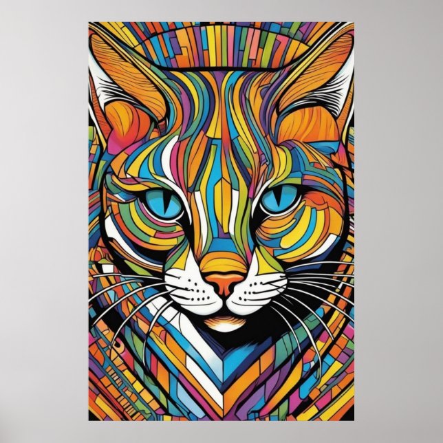 Poster Gato Colorido  (Frente)