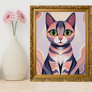 Póster Gato Colorido Fofo, Divertido Chique, Animal de Es