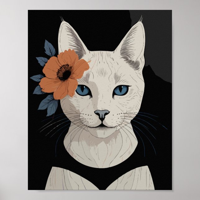 Poster Gato com flor de laranja (Frente)