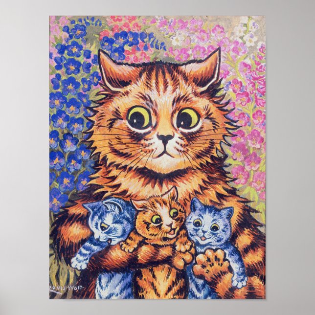 Poster Gato com Gatinhos, Louis Wain (Frente)