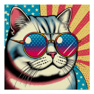 Póster Gato com óculos
