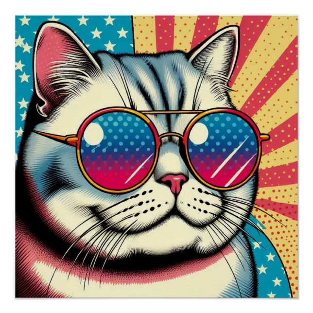 Póster Gato com óculos (Frente)
