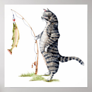 Poster Gato com um peixe