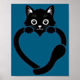 Poster Gato coração gráfico amor gato fofo