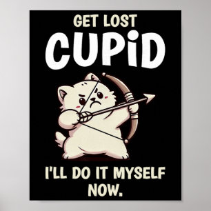 Poster Gato Cupido Arqueiro Funny Dia dos Namorados 