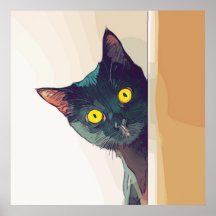 Gato curioso, curioso, ilustrado com design