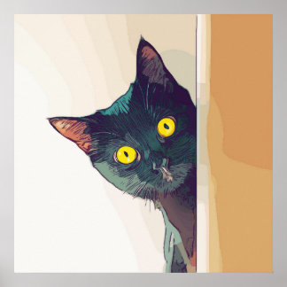 Poster Gato curioso, curioso, ilustrado com design