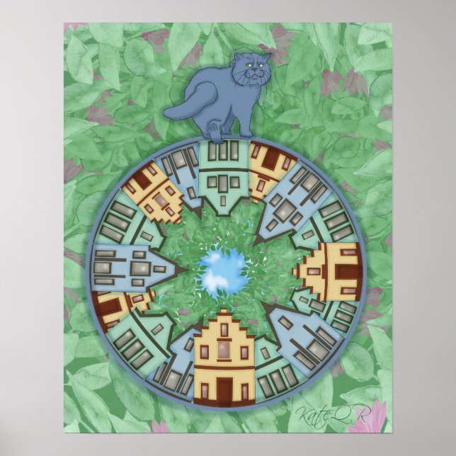 Poster Gato da cidade. Primavera. Mandala (Frente)