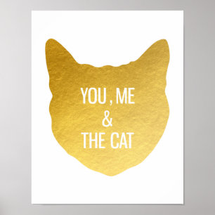 Póster Gato da folha Dourado você mim e o presente do
