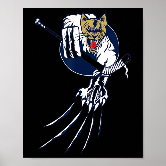 Poster Gato da Selva Logo de Goleiro de Hóquei no Gelo Fe (Frente)