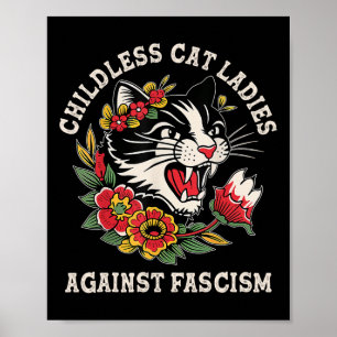 Poster Gato Damas Contra Fascismo Engraçado Gato Feminist