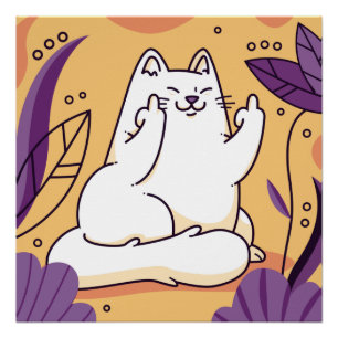 Póster Gato dando o dedo