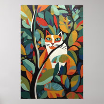 Gato de Abstrato colorida em Design de árvore folh
