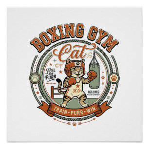 Póster Gato de Academia de Boxe Gato de Academia de Boxe