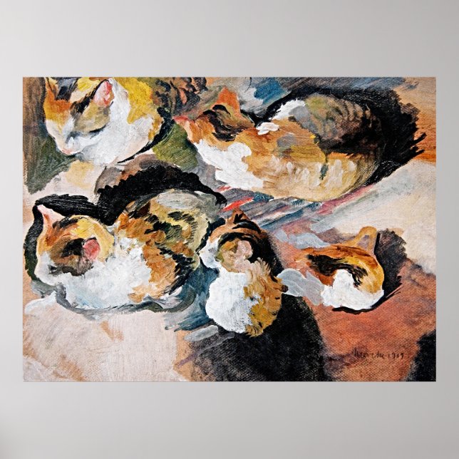 Poster Gato de August Macke—Legância retrô para sua pared (Frente)