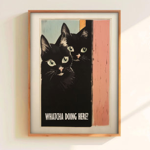 Poster Gato de Banheiro Impresso Para Parede do Banheiro