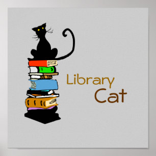 Poster Gato de Biblioteca
