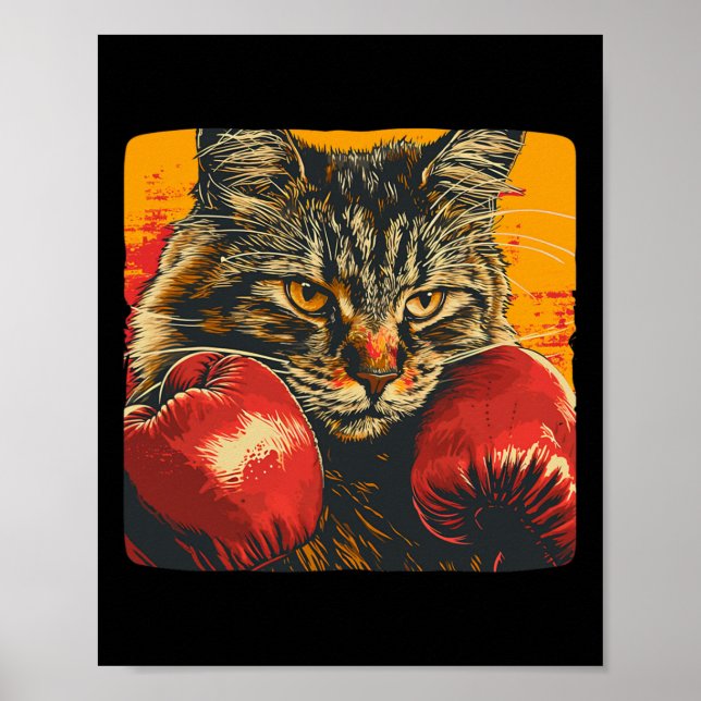 Poster Gato de Boxe Legal Para Luvas de Boxe e Amantes de (Frente)