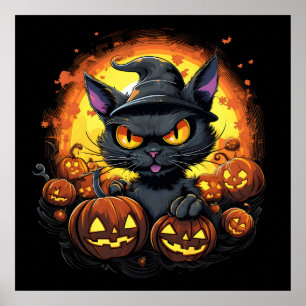 Poster Gato de Bruxa de Mestiçagem de Halloween