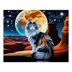 Póster Gato de Calico diluído, na Lua do Deserto