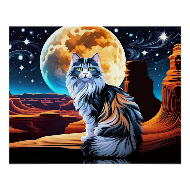 Póster Gato de Calico diluído, na Lua do Deserto (Frente)