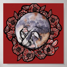 Poster Gato De Calico Gato De Gato Vermelho De Papoila Di