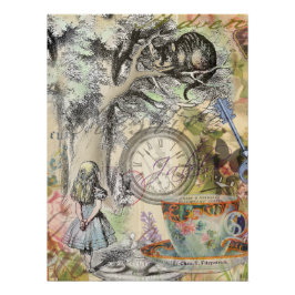 Póster Gato de Cheshire Alice no País das Maravilhas Clás