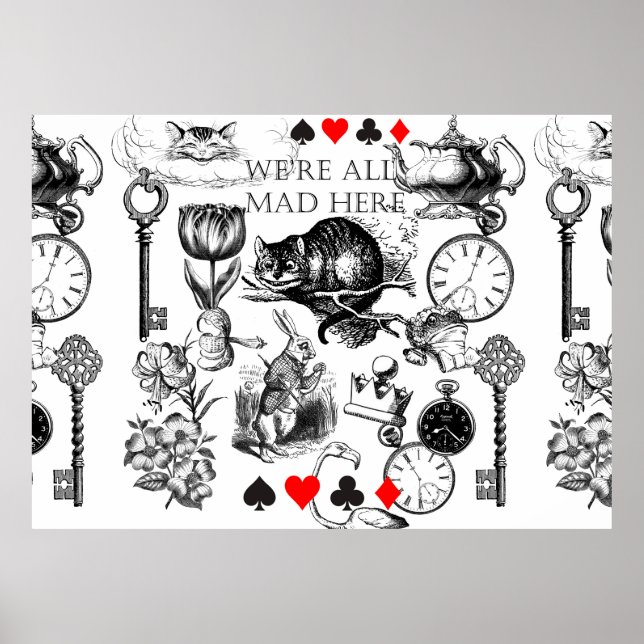 Poster Gato de Cheshire clássico alice no país das maravi (Frente)