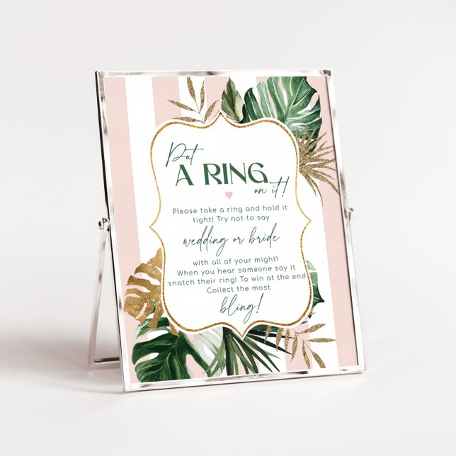 Poster Gato de chic tropical verde rosa não diz noiva (Criador carregado)