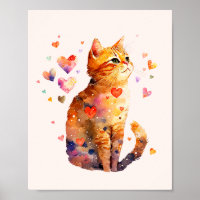 Gato de Comprimido Bonito com Corações
