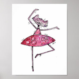 Poster Gato de dança branca e branca