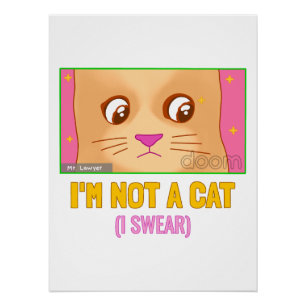 Póster Gato de Desenho Fofo Meme de Gato Engraçado Rosto