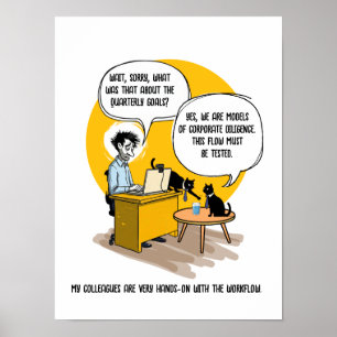 Poster Gato de Escritório Engraçado Humor Presente para C