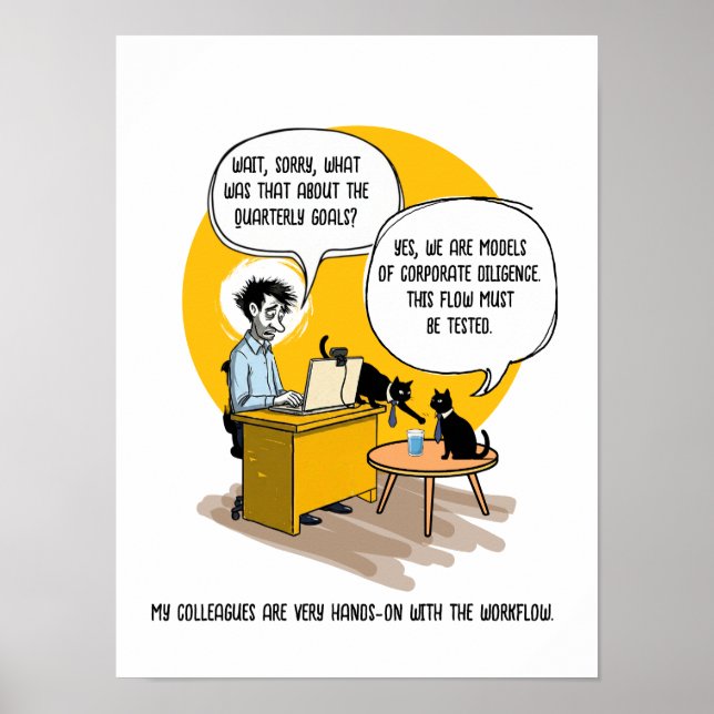 Poster Gato de Escritório Engraçado Humor Presente para C (Frente)