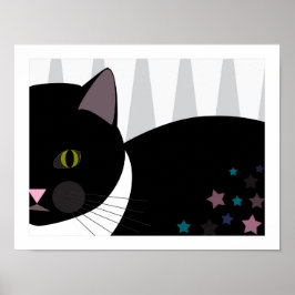 Póster Gato de Estrada | Abstrato Art | Preto, Cinza e br