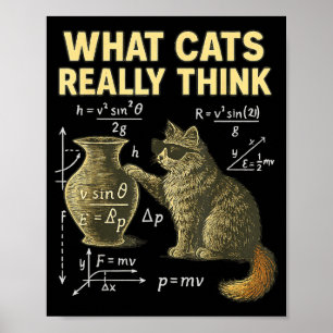 Poster Gato de Física Ciência Engraçada O que os Gatos Pe