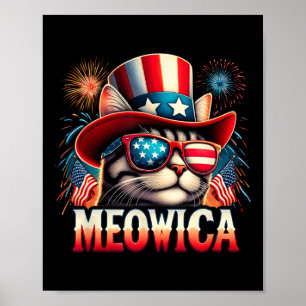 Poster Gato de Fogos de Artifício Divertido Gato Patrióti