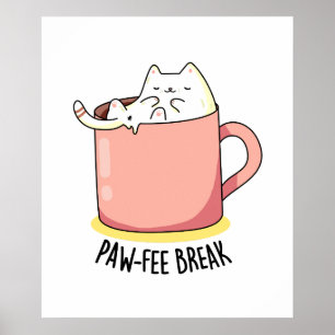 Poster Gato De Gatinho Bonito De Café De Café Em Uma Ca