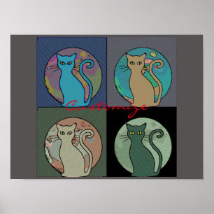 Poster Gato De Gato Múltiplos Gatos Sentando Thunder_Cov