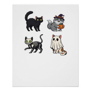 Póster Gato de Halloween  Felino Assustador e Elegante In