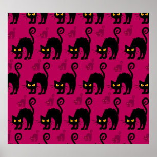 Poster Gato de Halloween: Padrão Abstrato Invisível