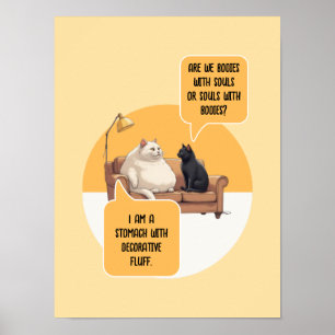 Poster Gato de Humor Intelectual Filosofia Citação Engraç