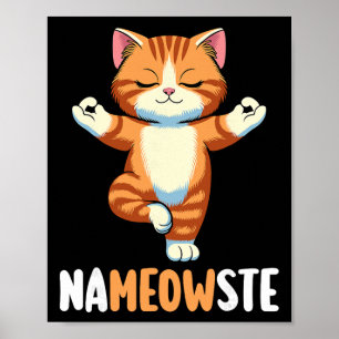 Poster Gato de Ioga Nameowste Meditação Zen Kitten Namast
