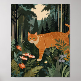 Poster Gato-de-laranja na floresta