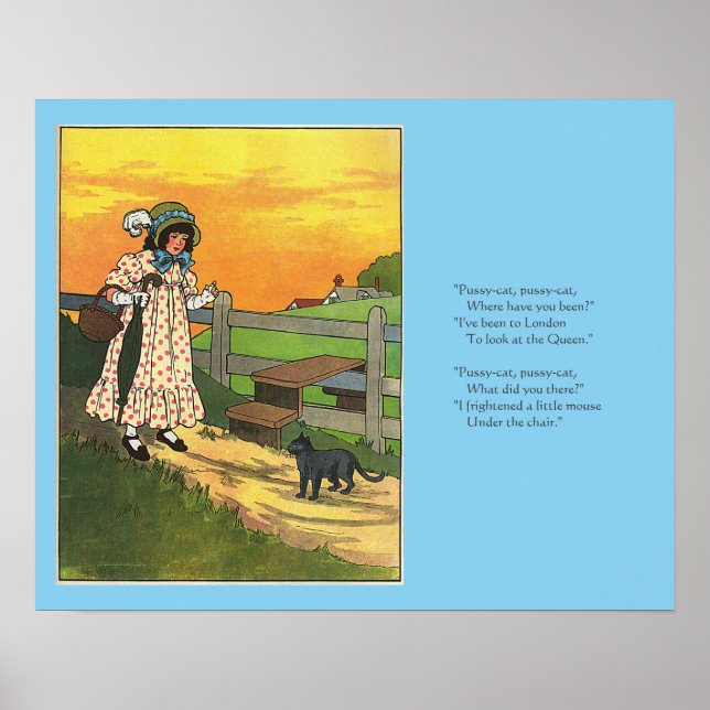 Poster Gato de merda onde você esteve? Madre Goose Rhyme (Frente)