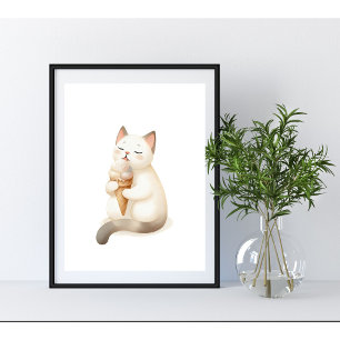 Poster Gato de Momento Mais Bonito, Aproveitando Cone de 