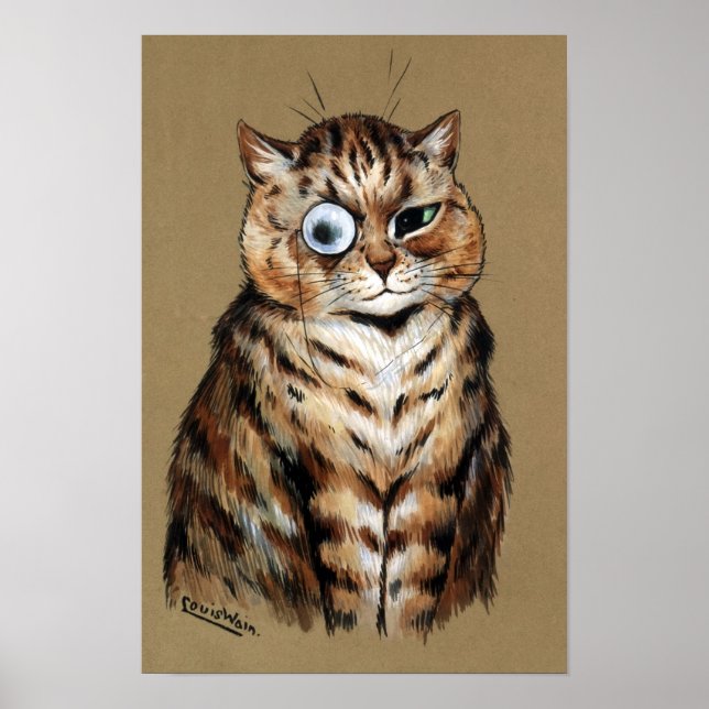 Poster Gato de Monóculo, Louis Wain (Frente)