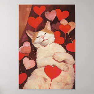 Poster Gato de Namorados Felizes