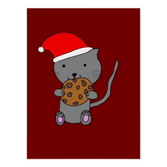 Póster Gato de Natal Fofo (Frente)