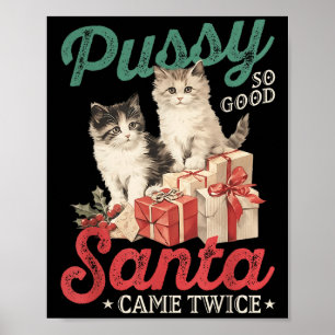 Poster Gato de Natal Safado Gráfico Piada Engraçada Brinc